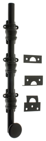 Genuine Solid Brass 12" Ornamental Bolt, Matte Black