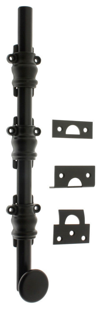 Genuine Solid Brass 12" Ornamental Bolt, Matte Black