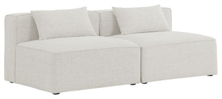 Cube Upholstered Modular Sofa, Cream, 2-Piece: 2 Armless Chair, Linen Texured Fabric