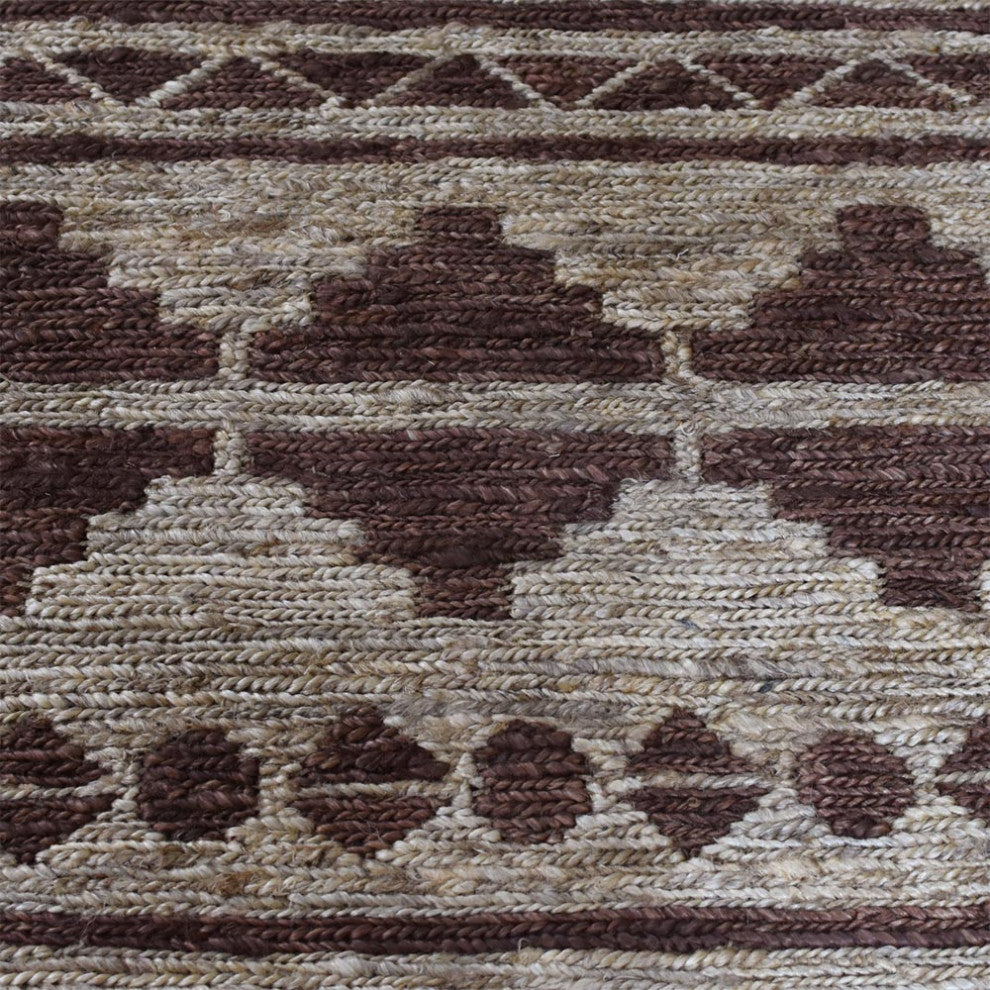 HAND KNOTTED SUMAK JUTE ECO-FRIENDLY SOLID AREA RUG,Brown Beige,Oriental,Outdoor, [Rectangle] 5'x8'
