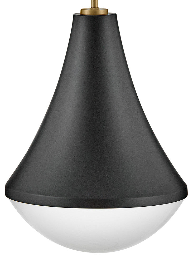 Lark Haddie 11" Modern Pendant Light, Black + Lacquered Brass