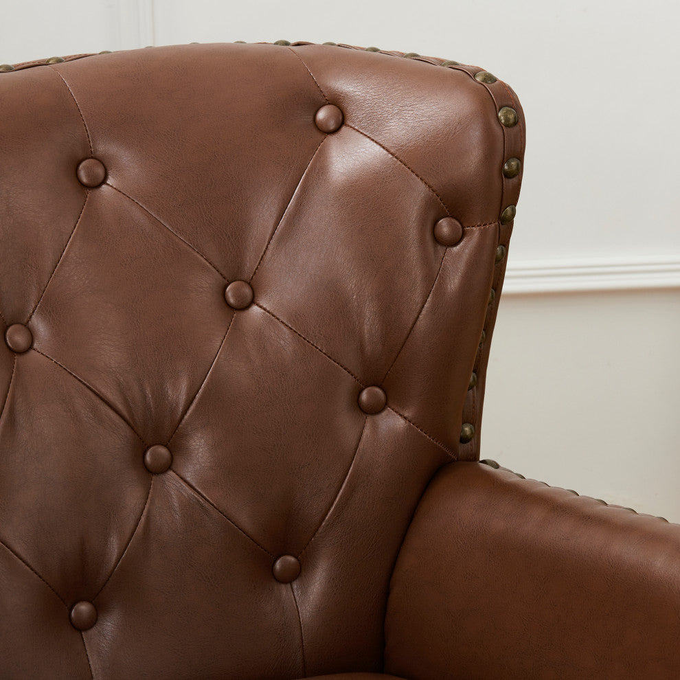Set of 2  Leatherette Modern Accent Chair, Coffee