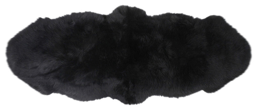 Modern Sheepskin Double Pelt 2'x3' Rug, Black