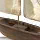 Large Pewter Sails, Natural Stained Wood Base Boat Sculpture, Pewter Metal Sails