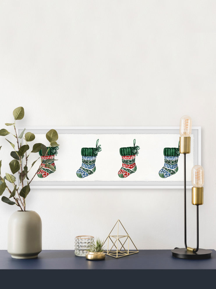 "Waiting for Santa" Framed Painting Print, 45x15