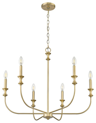 6 Light 28.25 in. Vintage Brass Chandelier