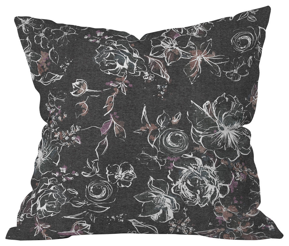 Pattern State Floral Charcoal Throw Pillow