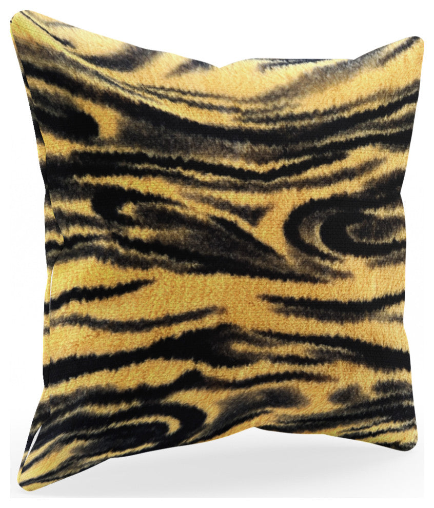 Plutus Yellow Galaxy Faux Fur Luxury Throw Pillow, Yellow, 24" x 24"
