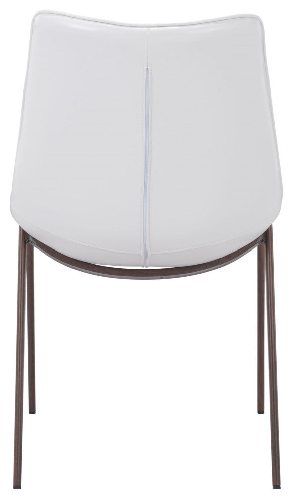 Dining Chair, Set of 2, Faux Vinyl Leather, Steel, White, Walnut, Cafe Bistro