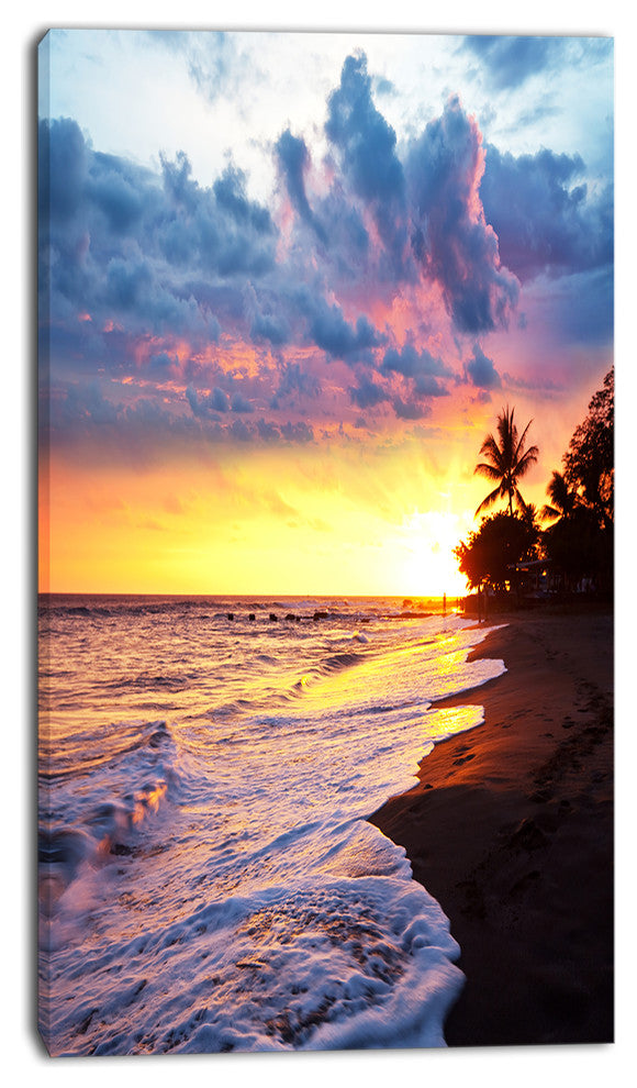 Sea Sunset in Olympic Park Coast, Large Seashore Canvas Print, 16"x32"