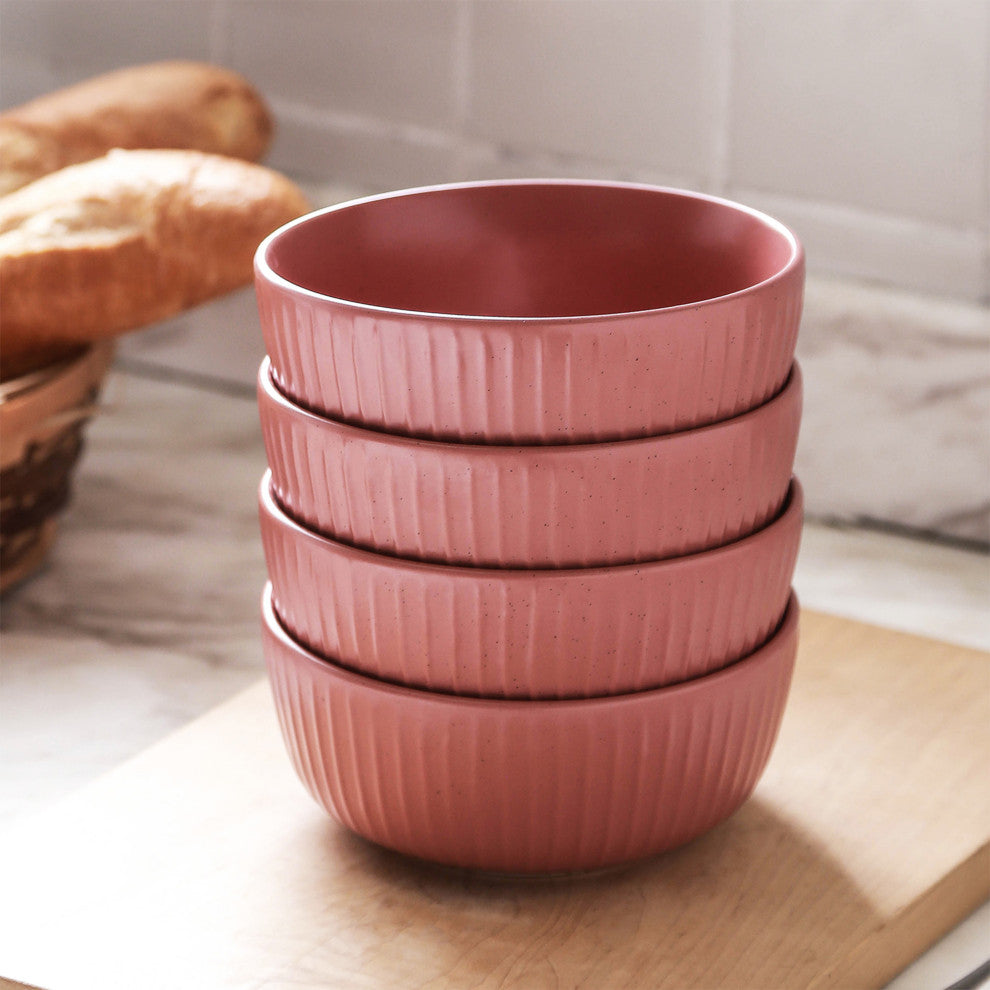 Stone Lain Logan Stoneware 24 Piece Dinnerware Set, Terracotta