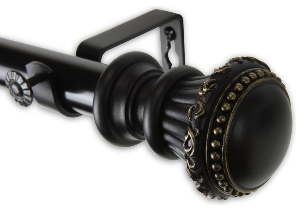 Royal 1" Curtain Rod, Black, 160"-240"