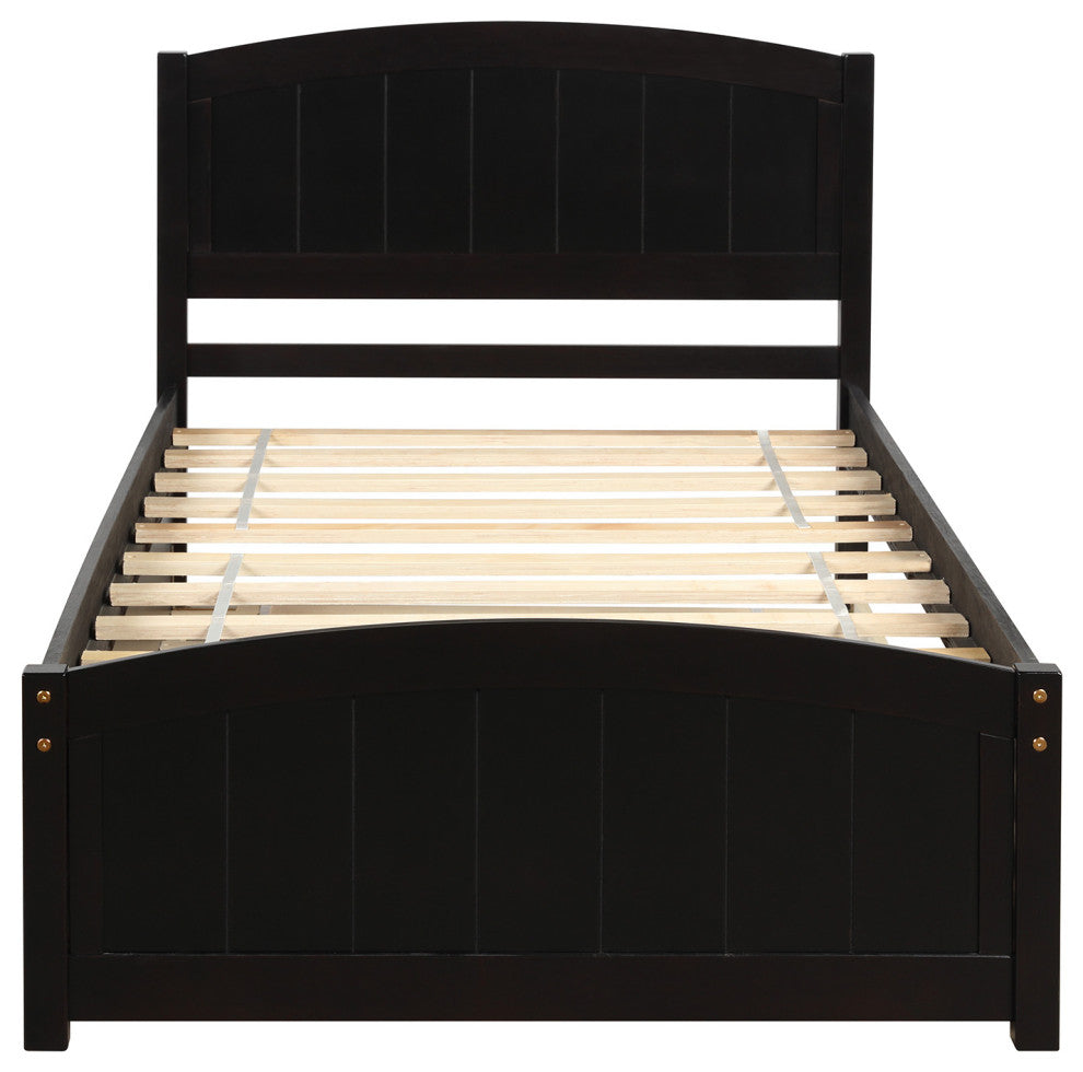 Gewnee Twin size Platform Bed with Trundle in Espresso