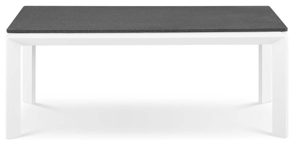 Lounge Coffee Table, Rectangular, Aluminum, Metal, White, Modern, Outdoor Patio