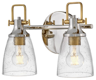 Hinkley Easton 14.5" Two Light Bath Vanity, Polished Nickel + Heritage Brass