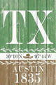 "Austin 1835" Painting Print on White Wood, 40"x60"