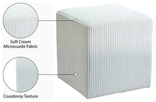 Roy Microsuede Fabric Upholsetered Ottoman/Stool, Cream, Square