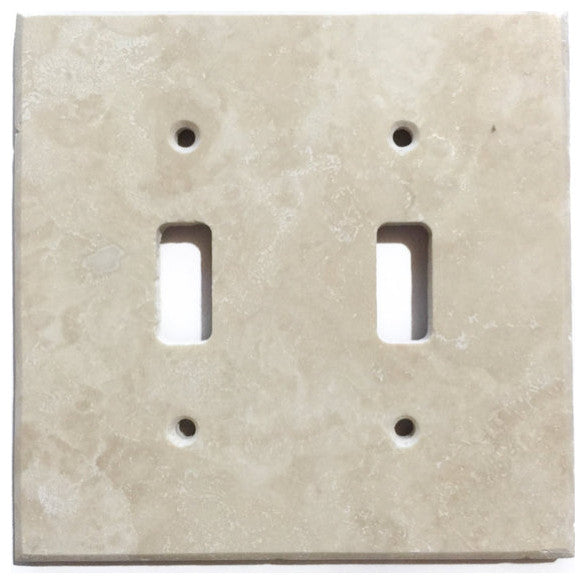 Travertine Switch Wall Plates Covers - Honed (Matte), Ivory, 2 Toggle
