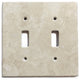 Travertine Switch Wall Plates Covers - Honed (Matte), Ivory, 2 Toggle