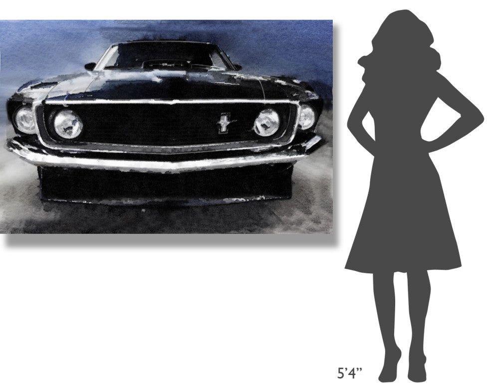 "1968 Ford Mustang Shelby Front Watercolor" Fine Art Print