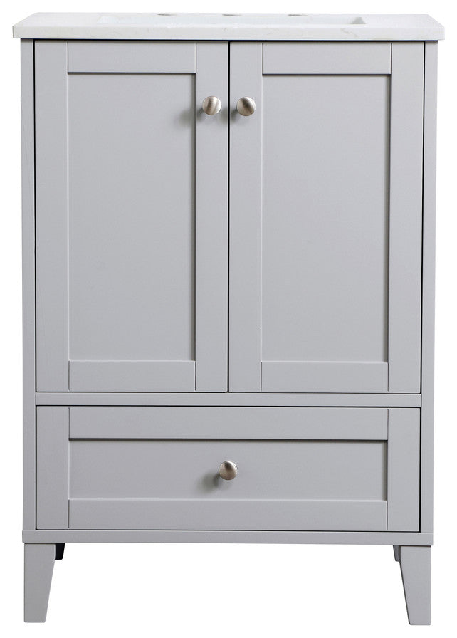 24" Single Bathroom Vanity, Gray