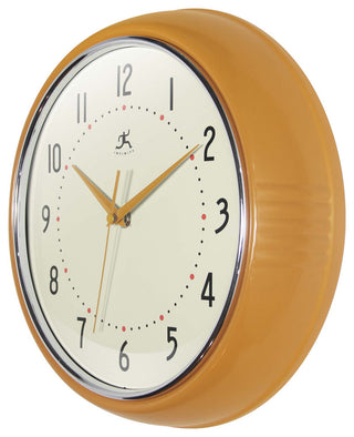 12 Inch Round Retro Wall Clock, Saffron