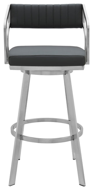 Capri 30" Swivel Modern Metal and Slate Gray Faux Leather Bar and Counter Stool