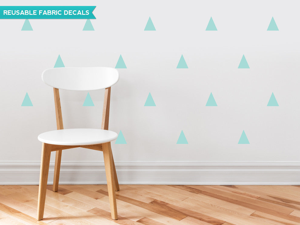 Triangle Fabric Wall Decals, Set of 32, Aqua