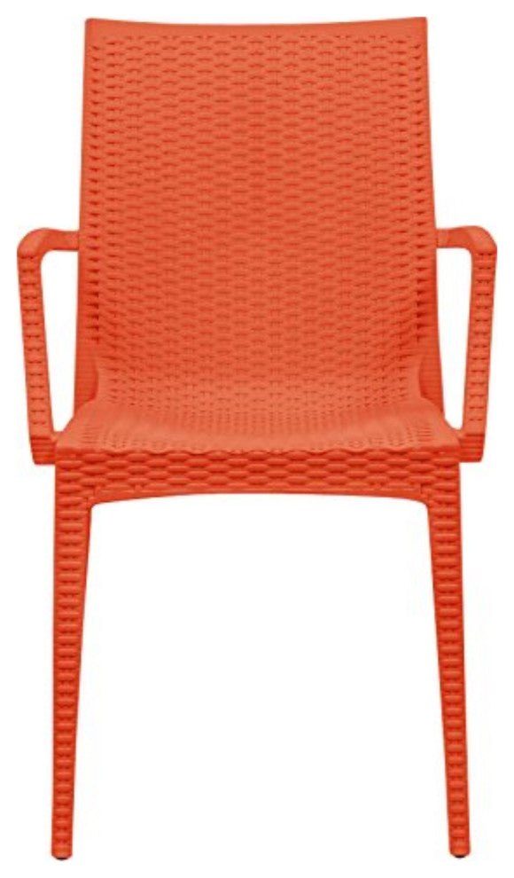 LeisureMod Weave Mace Indoor/Outdoor Chair With Arms, Set of 2