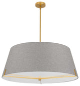 Preston Contemporary 4 Light Grey Aged Brass Fabric Pendant