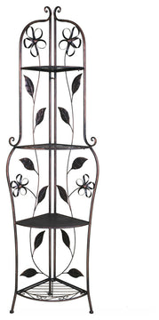 HomeRoots 16" X 3.5" X 67.5" Copper Steel Corner Bakers Rack With Shelves