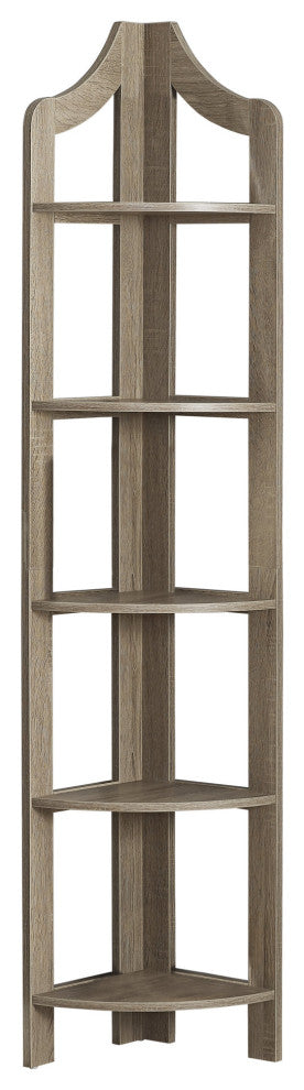 HomeRoots Dark Taupe Corner Accent Shelf Bookcase