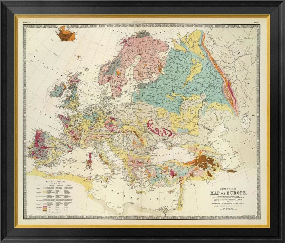 "Geological map Europe, 1856"  by Sir Roderick Impey Murchison, 34x29"
