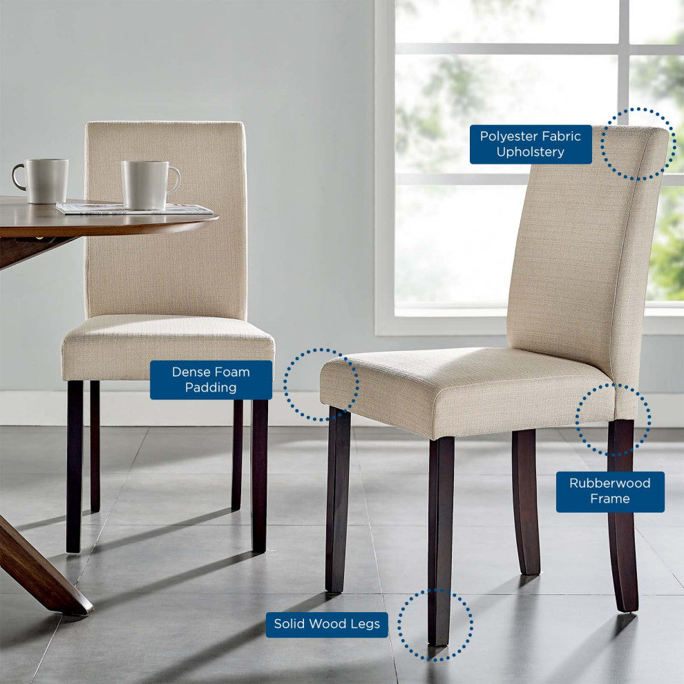 Side Dining Chair, Set of 2, Beige, Fabric, Modern, Cafe Bistro Hospitality