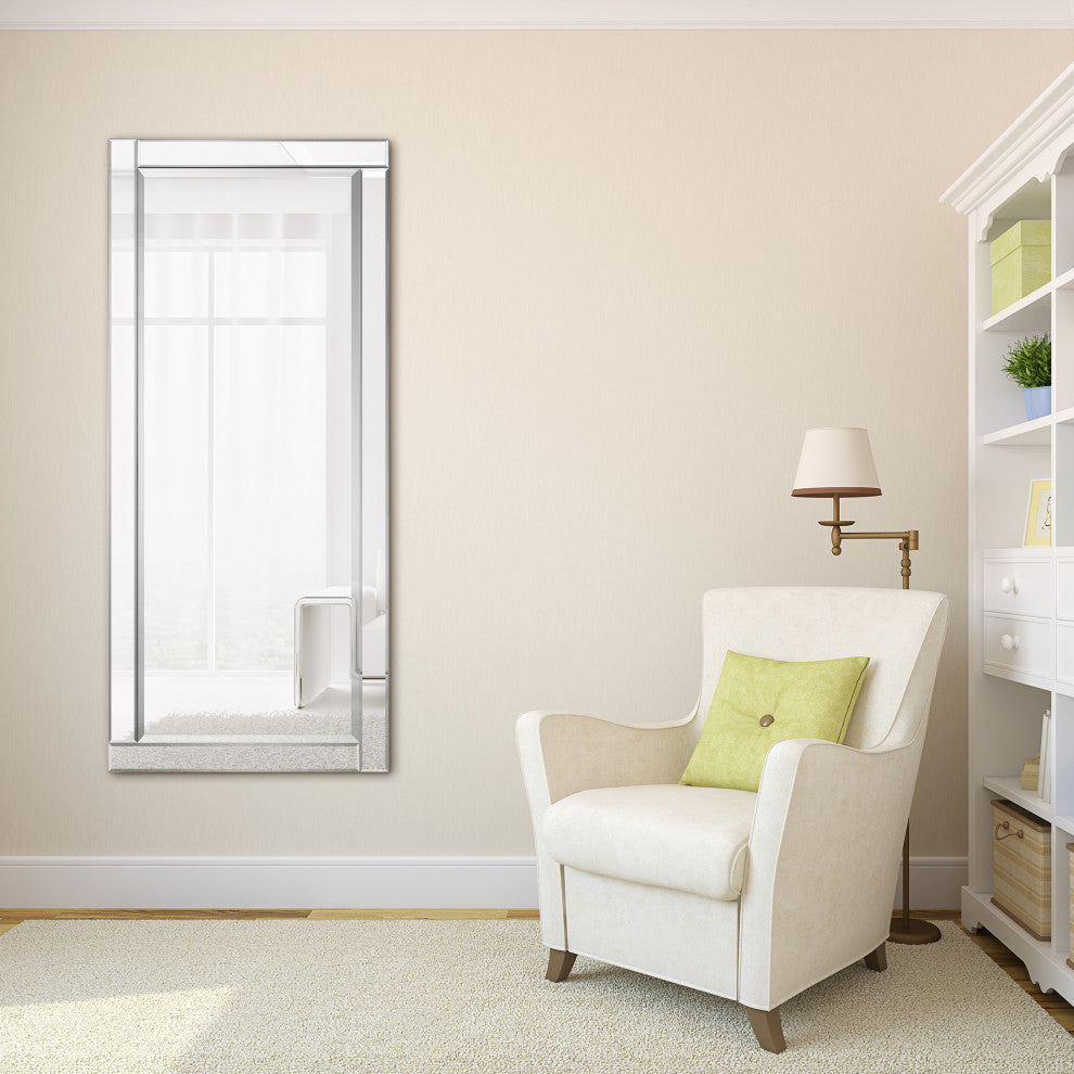 Modern Beveled Wall Mirror, 24"x54"