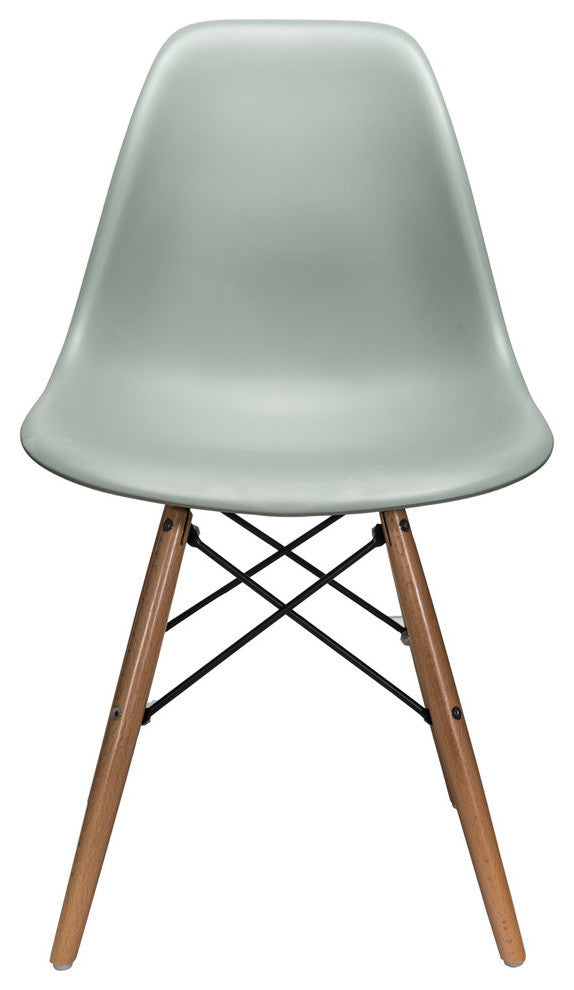 Nature Series DSW Molded Dining Chair, Beech Wood Eiffel Legs, Moss Gray