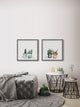 Decorated Cactus Pots Diptych, Set of 2, 32x32 Panels