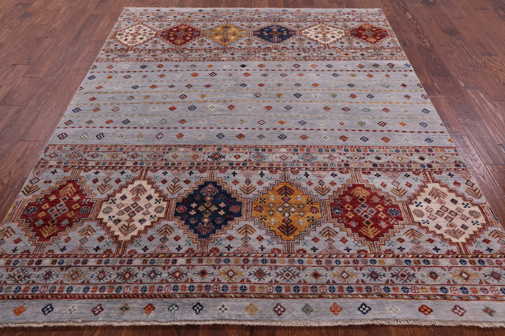 Hand Knotted Super Kazak Khorjin Rug 6' 9" X 8' 1" Q11064