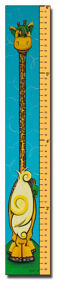 ''6 Foot Growth Chart, Gauge the Giraffe'' Canvas Art by Sylvia Masek