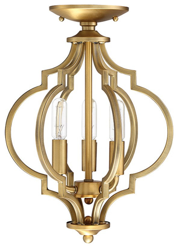Savoy House Meridian 3 Light Semi-Flush M60055NB, Natural Brass