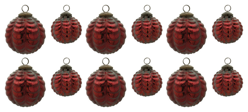Scalloped Glass Ball Ornament, 12-Piece Set