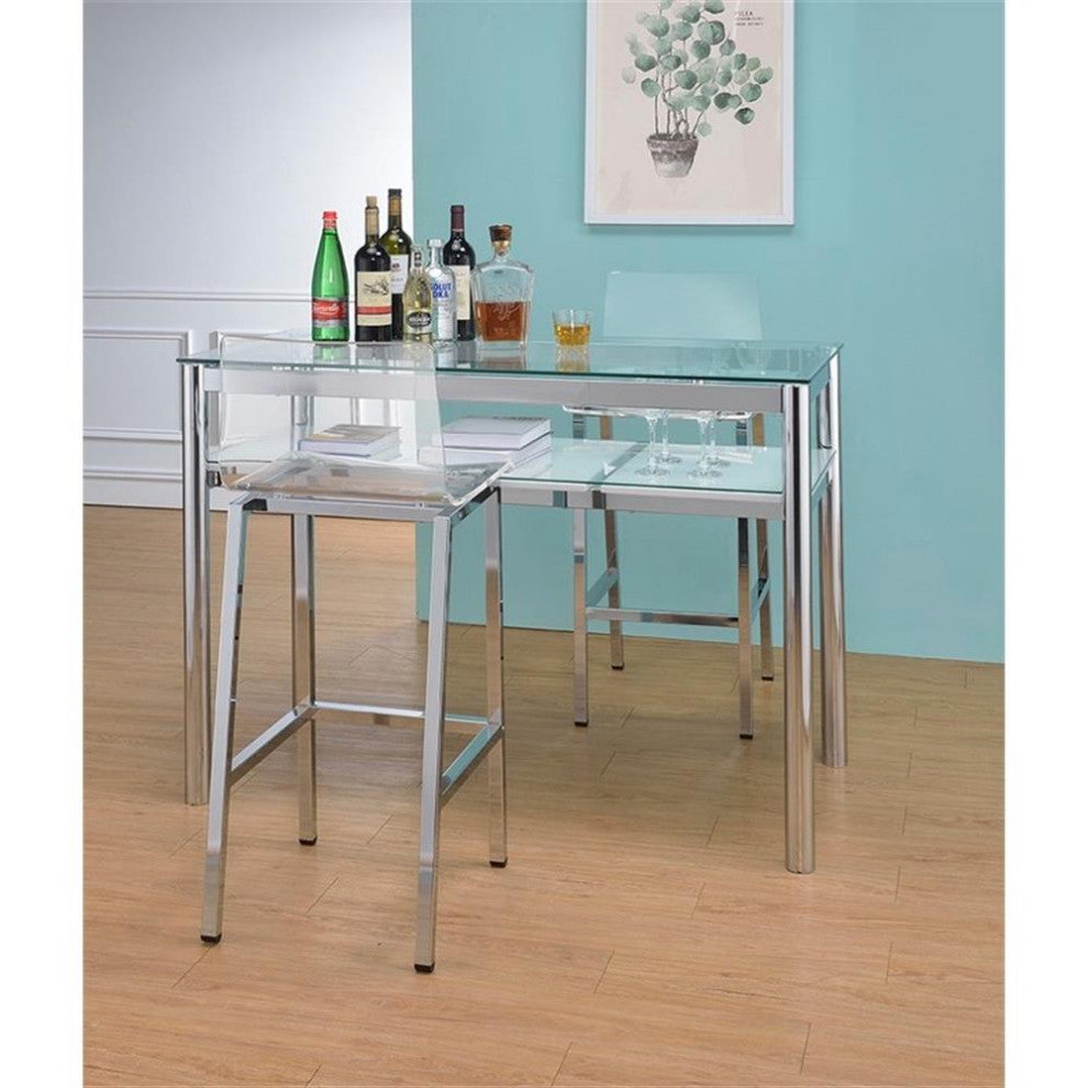 Pemberly Row Pure Decor 29" Acrylic Metal Bar Stools in Clear (Set of 2)