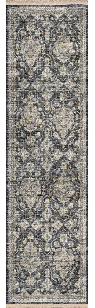 Indoor/Outdoor Marbella MB4 Charcoal Machine Washable 2'3" x 12' Runner Rug
