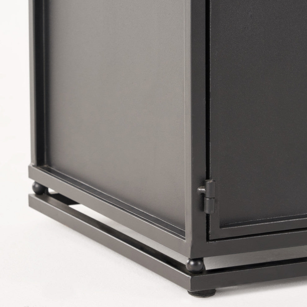 GDF Studio Pablo Outdoor 56" Rectangular Propane Fire Table, Brown Wood