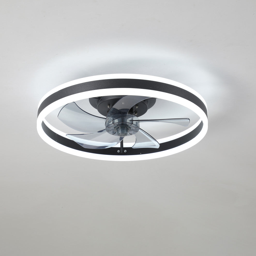 20 in. W x 6 in. H Iron Ceiling Fan in Black with Dimmable LED Lights