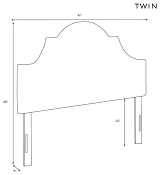High Arched Headboard With Border, Velvet White, Twin