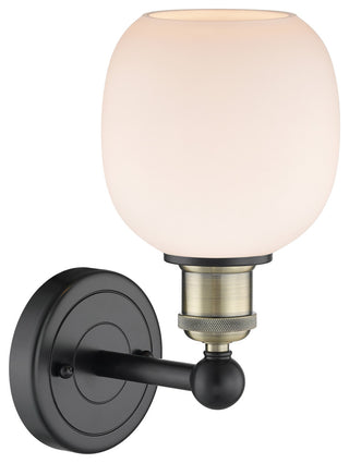 Edison Belfast 1-Light 6" Sconce, Black Antique Brass, Matte White