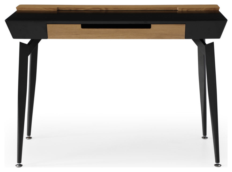 Loft Lyfe Arwen Desk, 3 Storage Drawers, Extra Storage on Top, Black/Natural