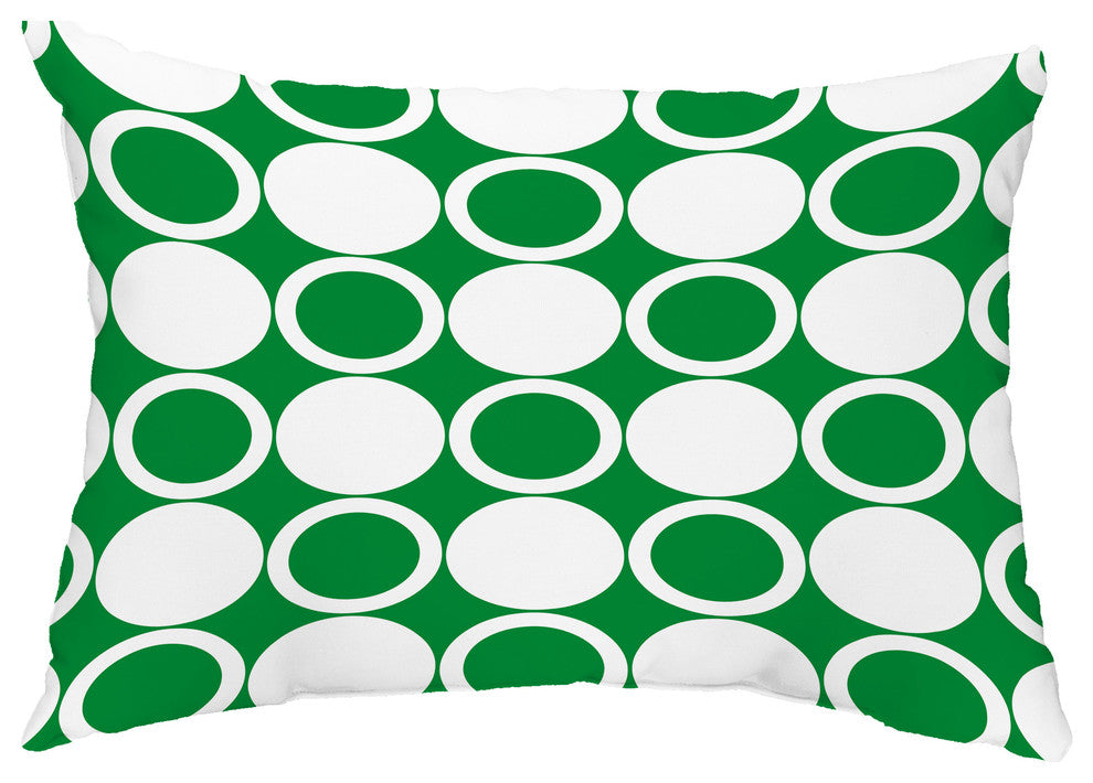Small Modcircles 14"x20" Abstract Decorative Outdoor Pillow, Green