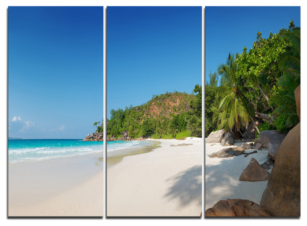 "Anse Georgette Beach Light Blue" Metal Wall Art, 3 Panels, 36"x28"